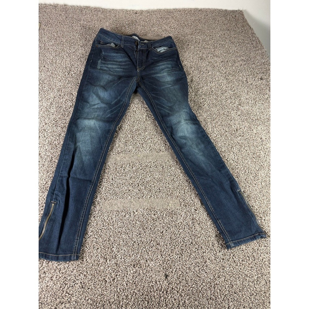 Mudd Denim Jeans Women's Blue Ankle Zip Skinny Fit Stretch Pockets Classic - 7